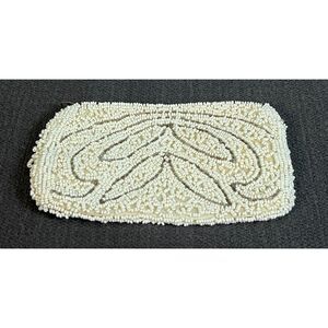 Vintage Hand Beaded Coin Purse Evening Bag White